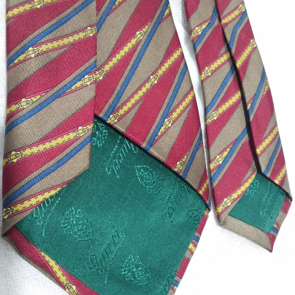 GUCCI MEN'S FANCY RED/BROWN STRIPED TIE - Picture 6 of 8